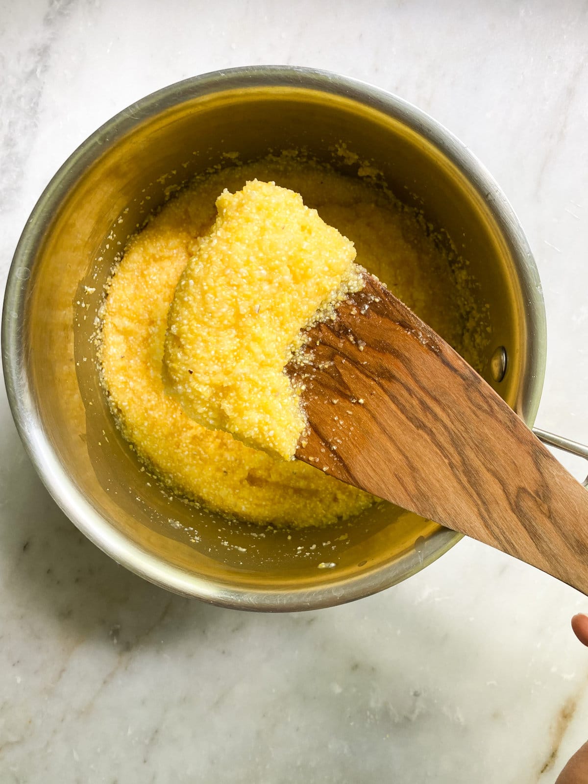 stiring with just adding water to polenta .