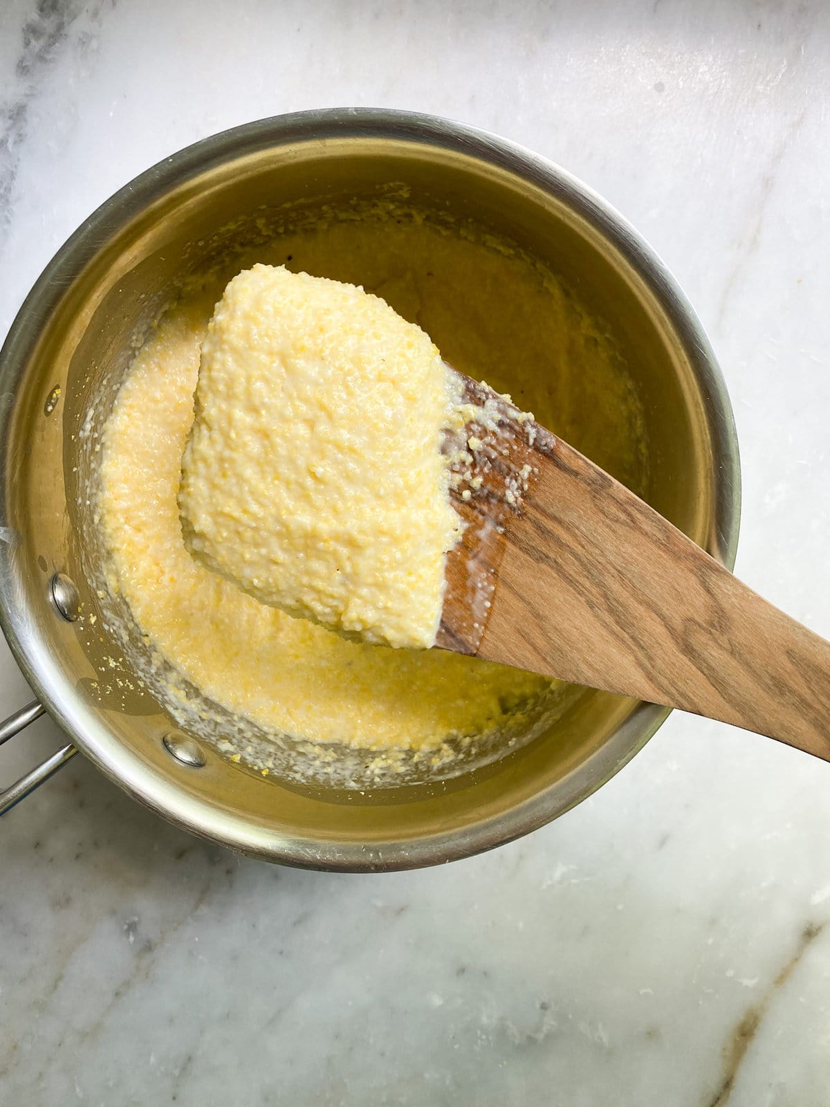 final polenta in pot ready to eat.