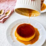 invert the ramekins onto a white plate. The caramel topping will spill over the edges.