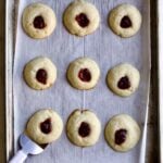round shaped thumb print cookies.