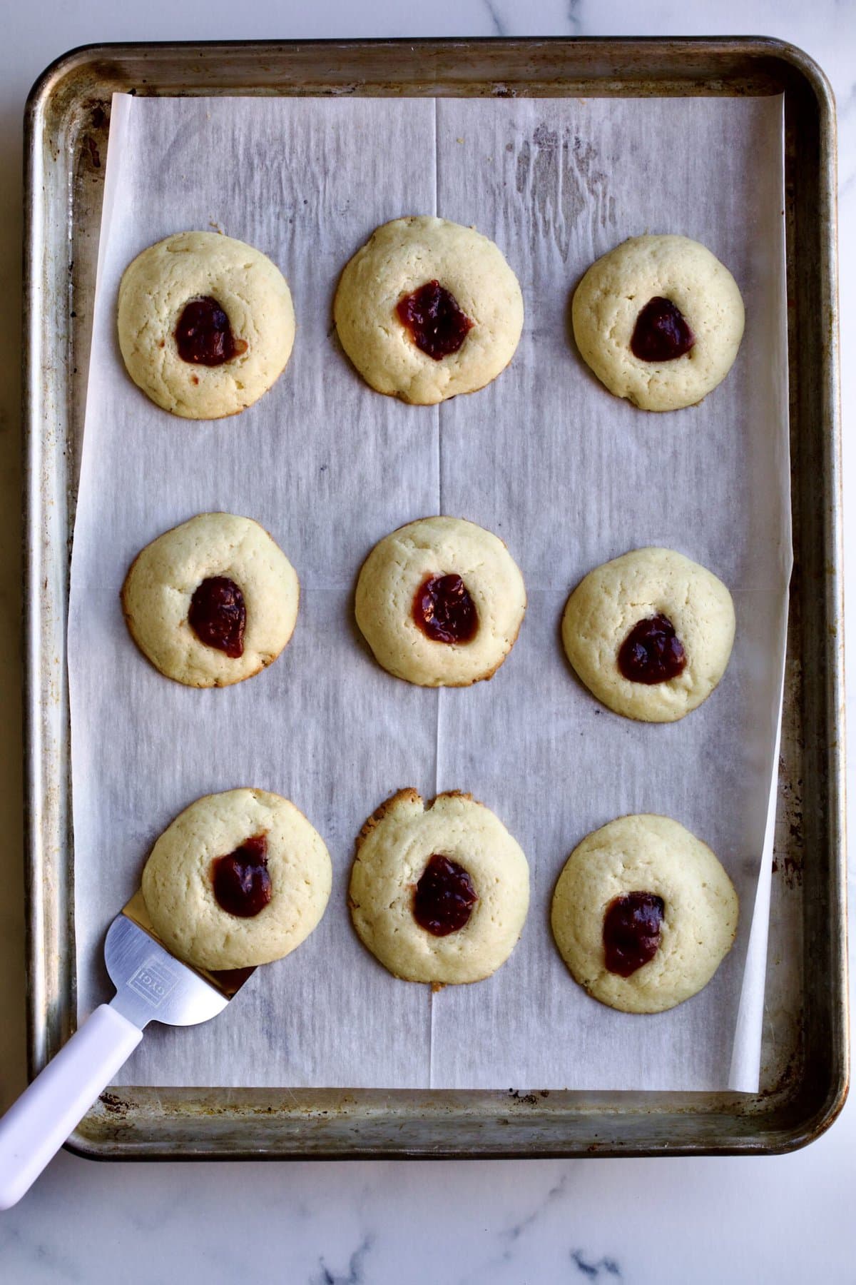 round shaped thumb print cookies. 