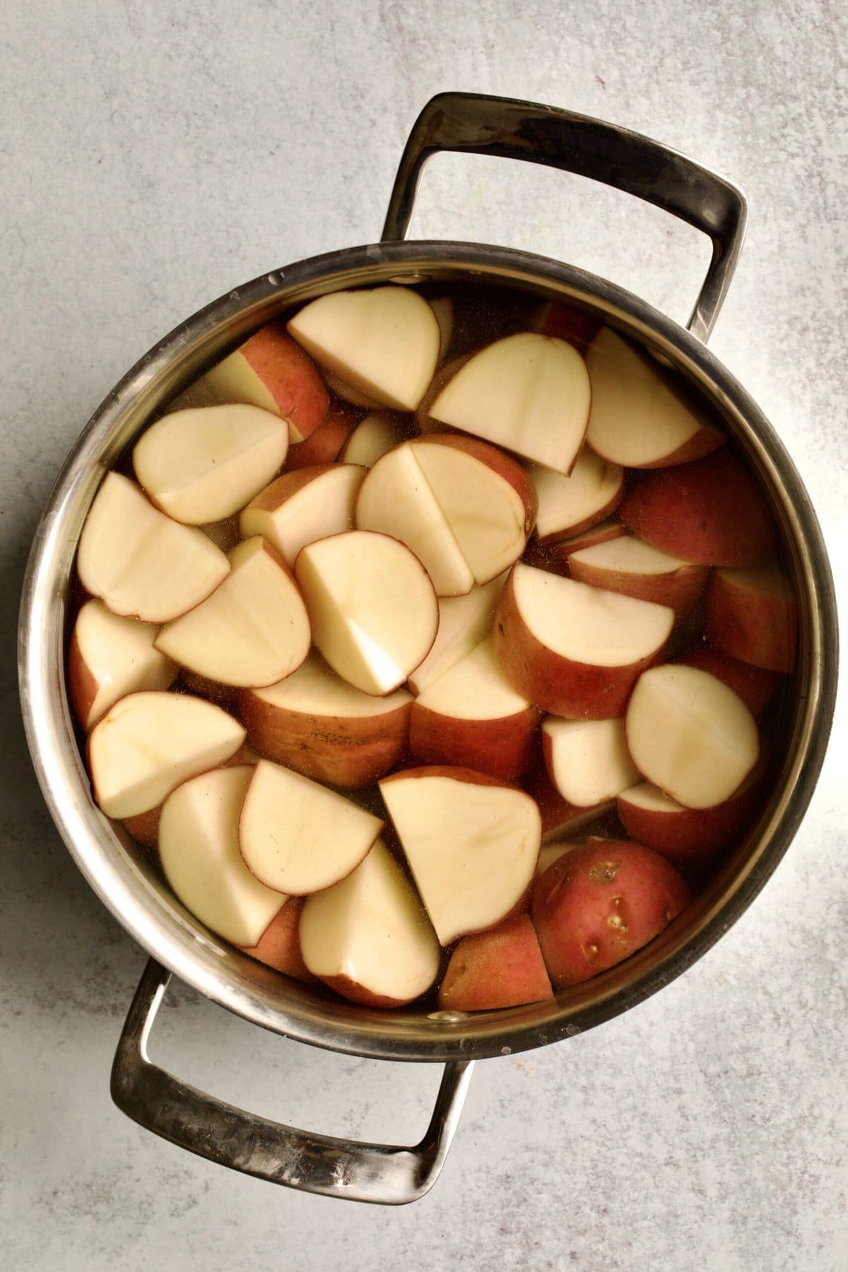 process for making redskin mashed potatoes- boiling potatoes
