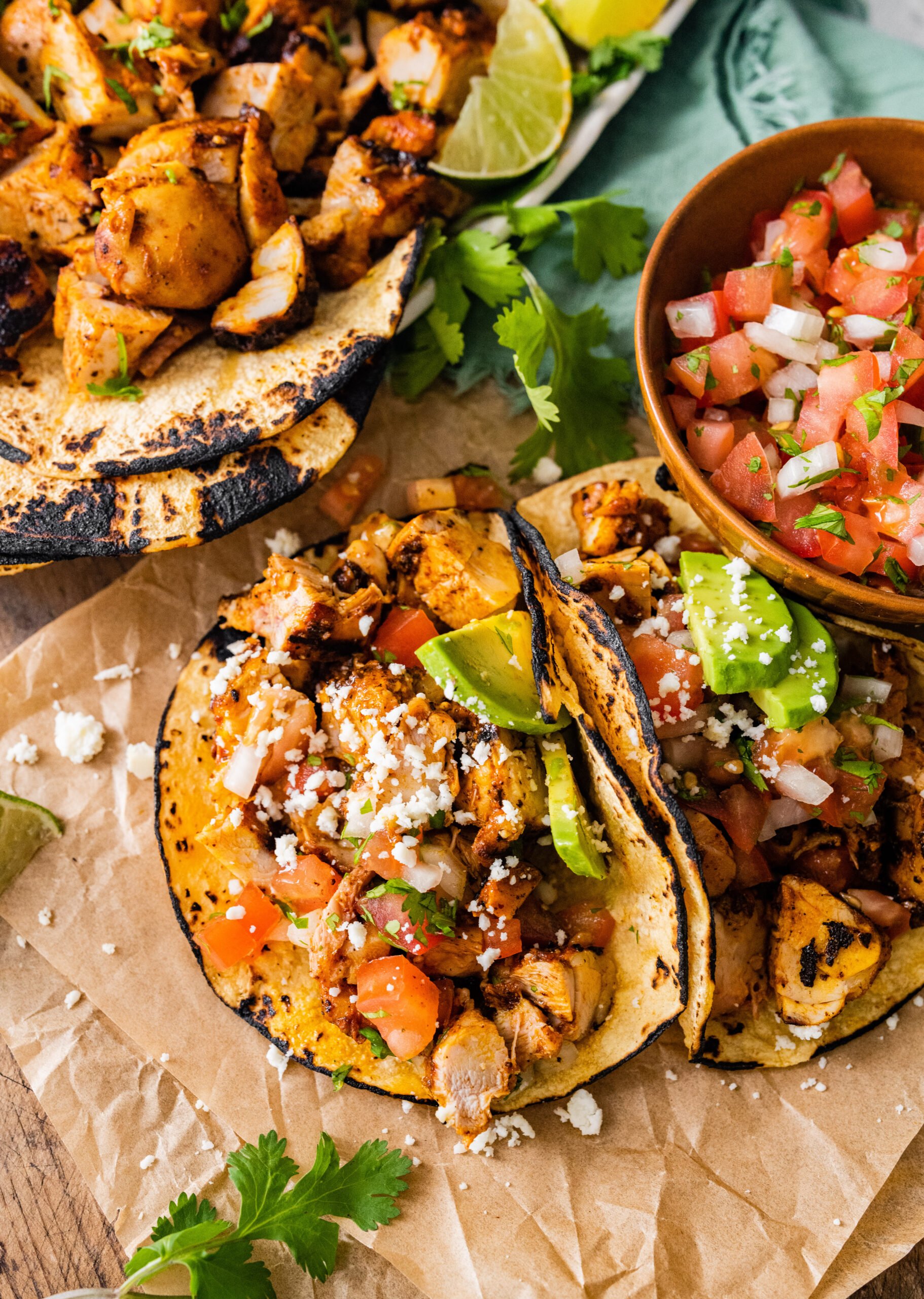 Pollo Asado Recipe (Chipotle Copycat) made into tacos