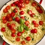 process for making- - adding cherry tomatoes on top of the final dish.