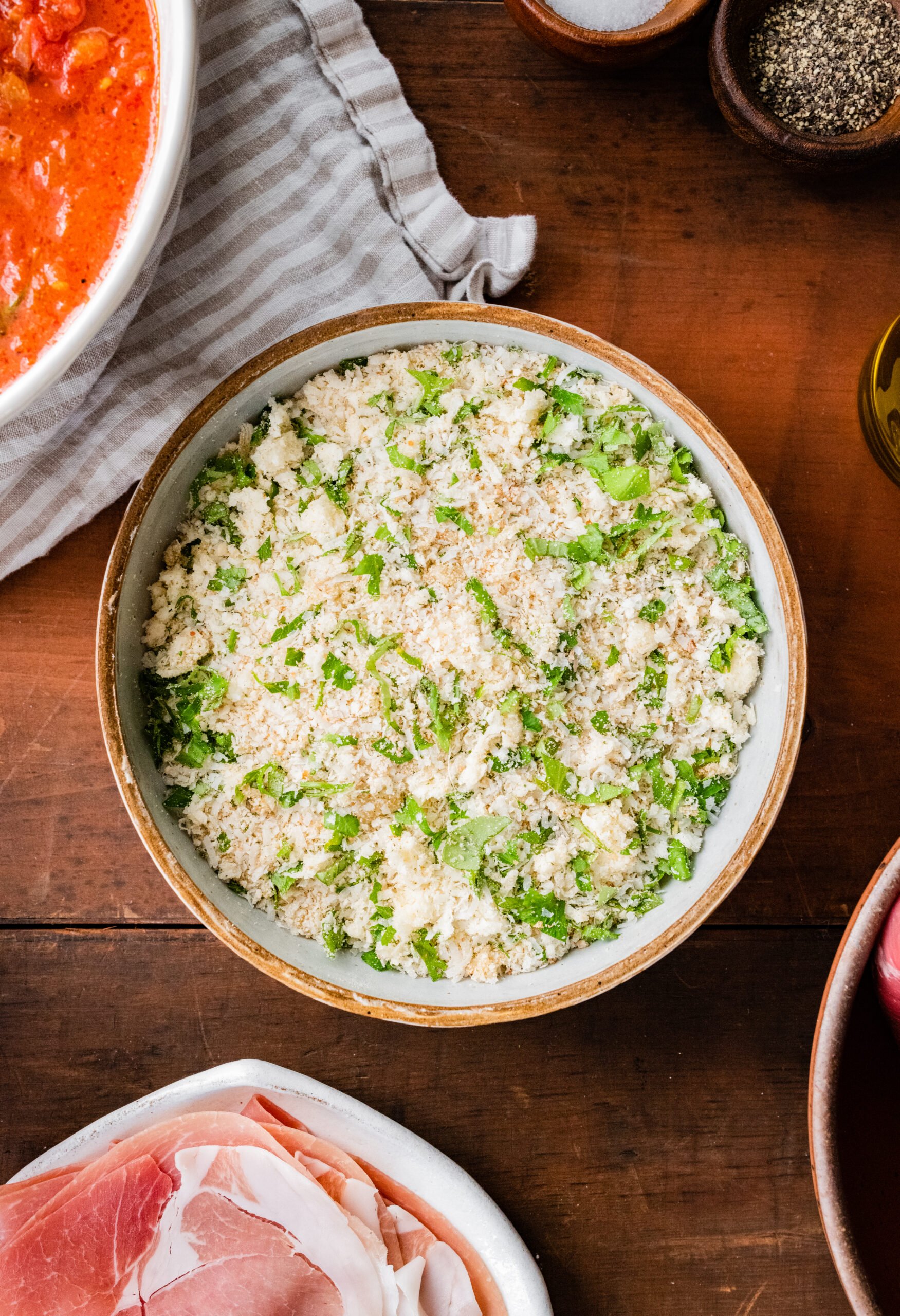 How to make Italian Braciole Process: make the bread crumb, cheese and herb mixture.