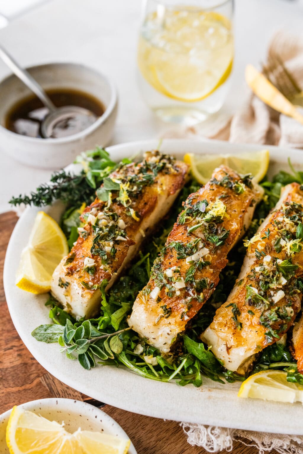 Pan Seared Chilean Sea Bass With Lemon Butter Herb Sauce CucinaByElena