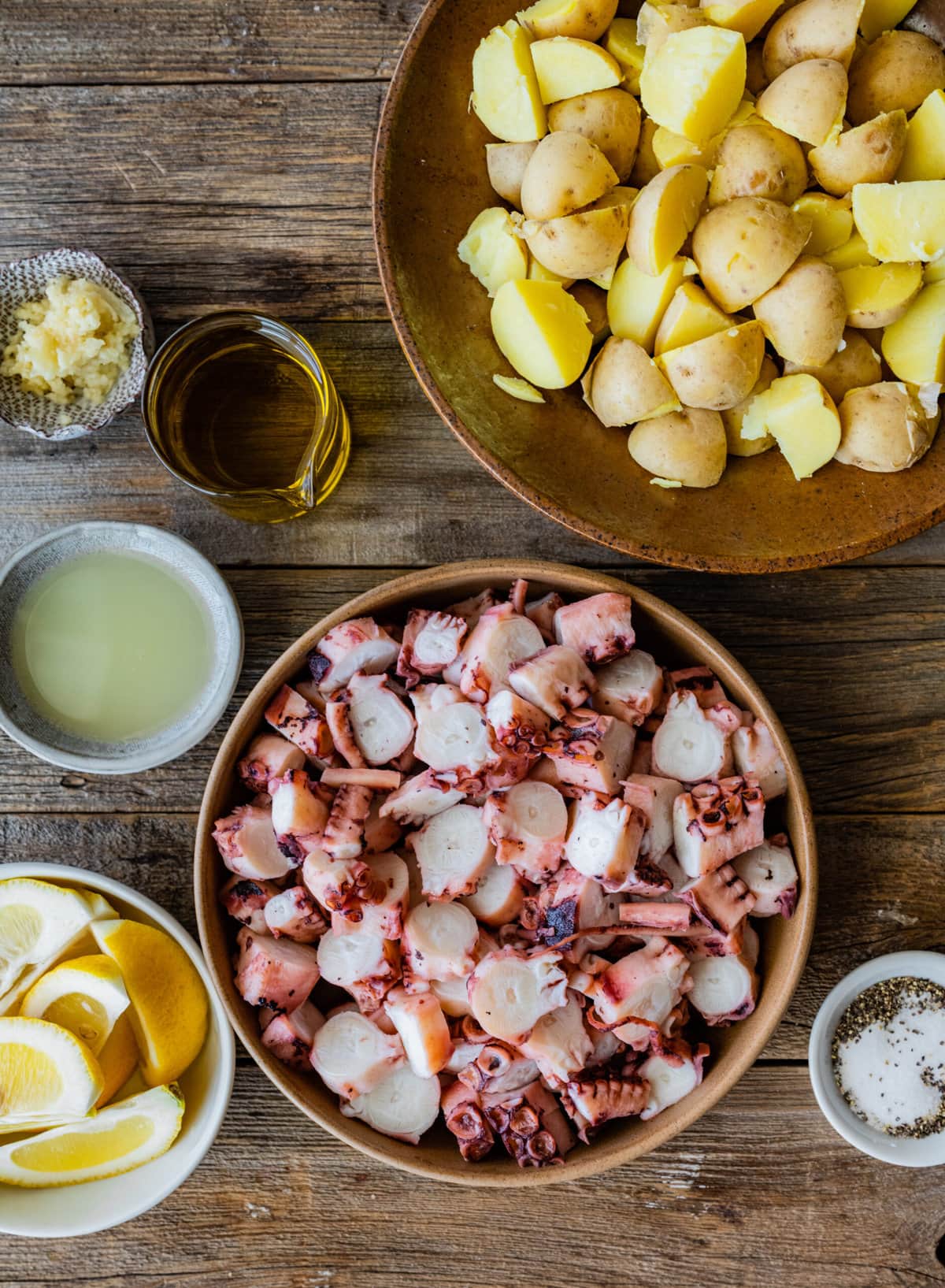 How to Make-Italian Octopus Salad Recipe with potatoes- salad ingredients.