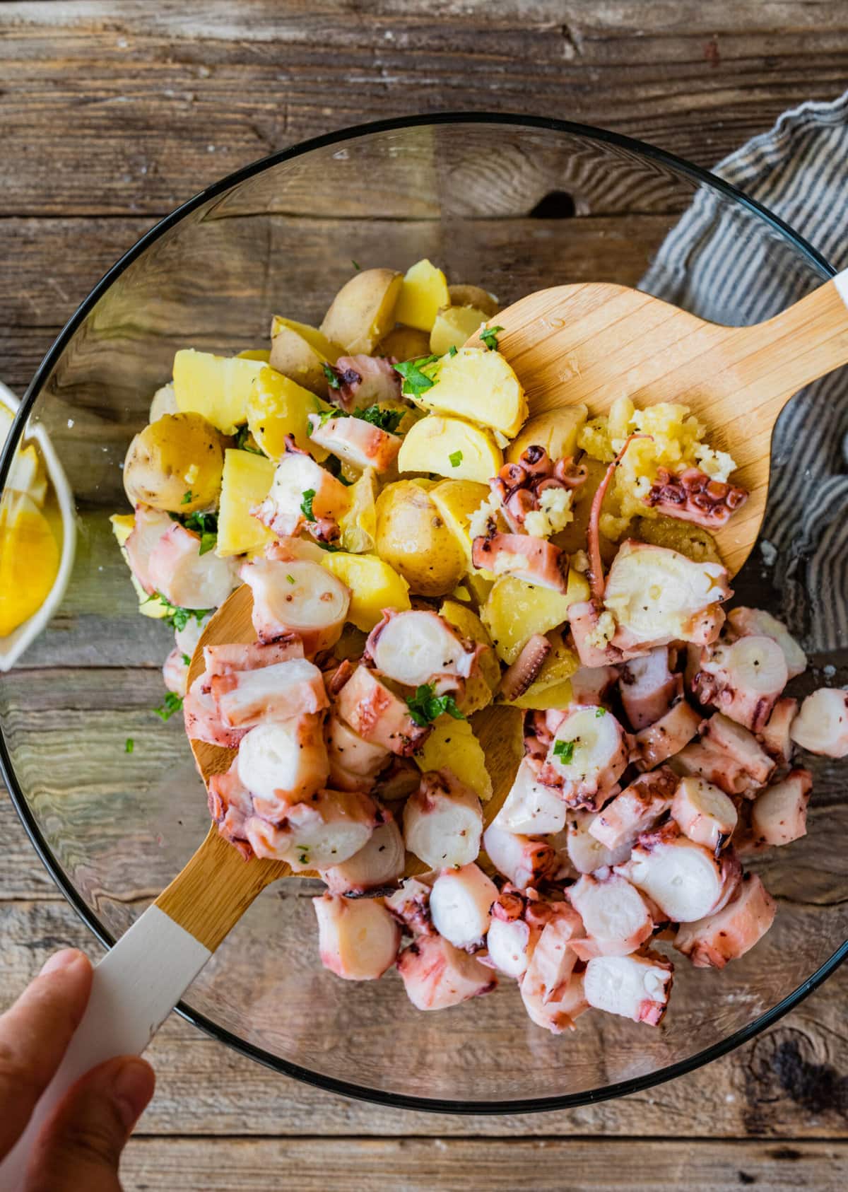 How to Make-Italian Octopus Salad Recipe with potatoes- mix all the ingredients together.