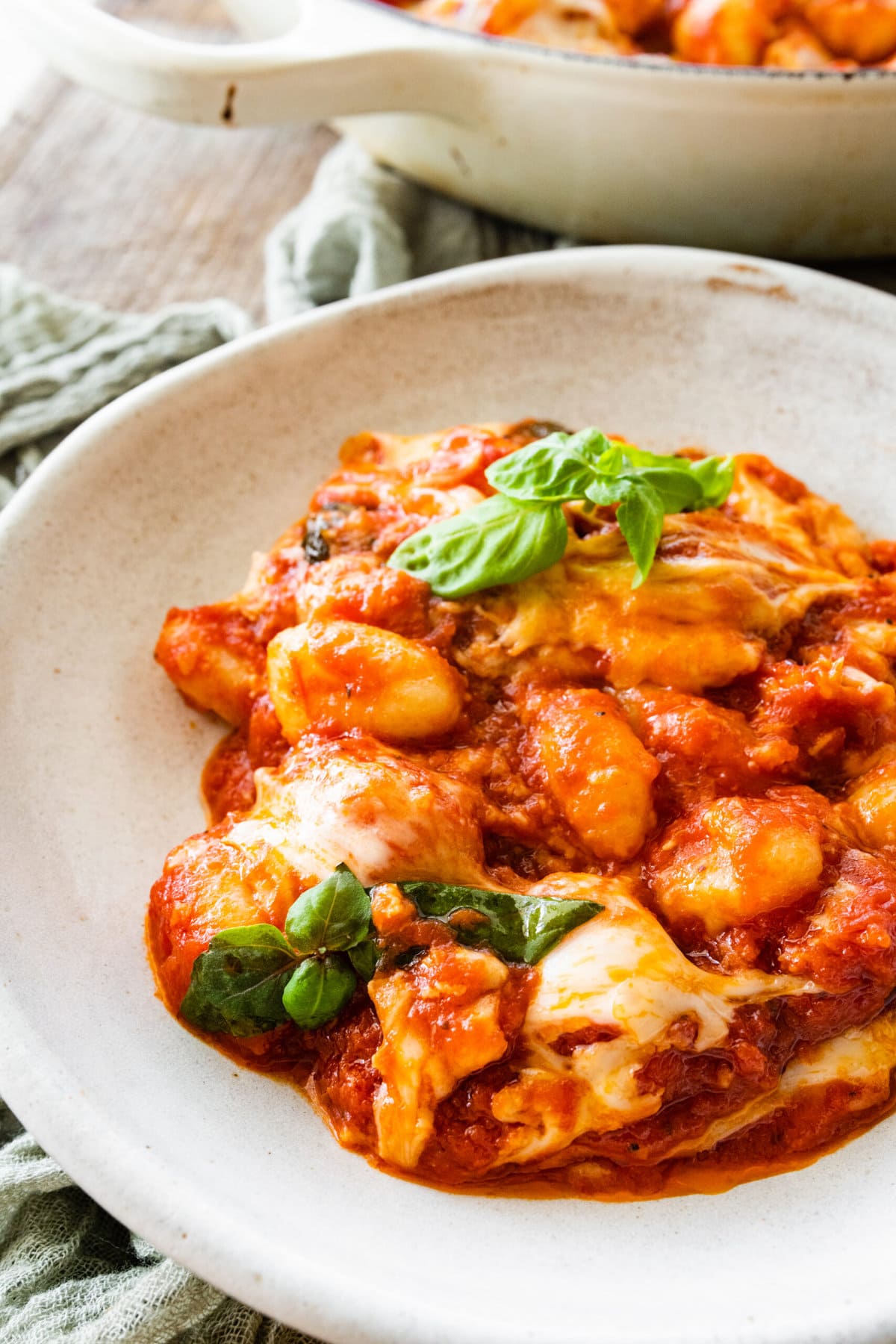 gnocchi alla sorrentina in a bowl ready to eat.