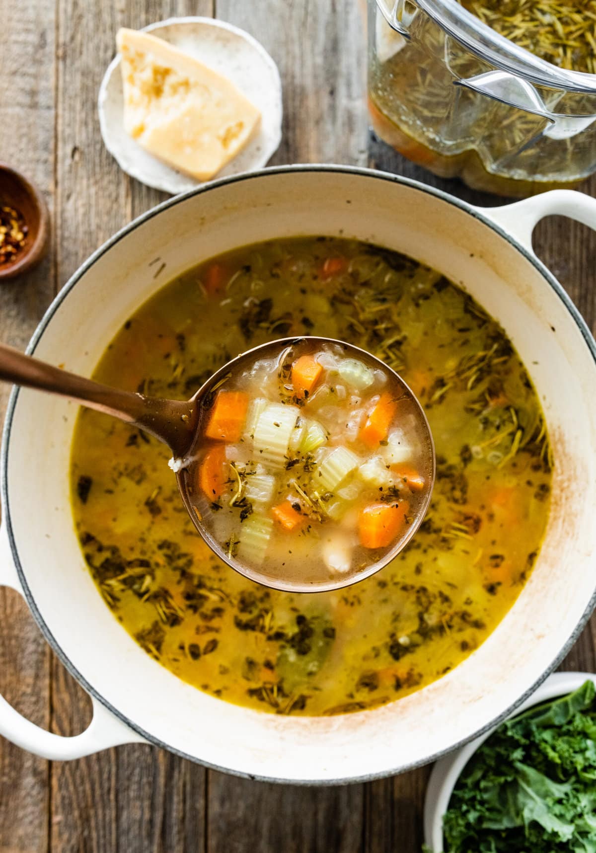 How to make Tuscan White Bean Soup Instructions- take out some of the soup and blend it.