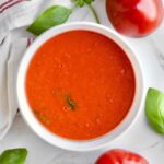 Finished sauce in a white bowl.