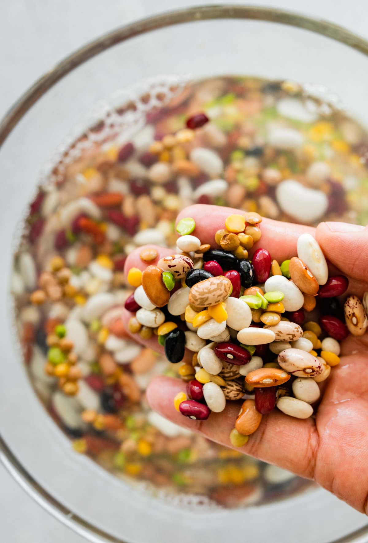 15 bean soup mix- ingredient shot of soaked beans.