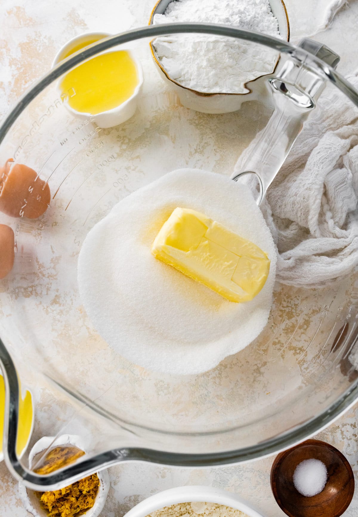How to make Best Lemon Biscotti Recipe Step-by-Step: mixing butter and sugar in a mixing bowl.