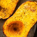 How to Cook Butternut Squash Whole in Oven Recipe- baked squash after seasoning. Close up - perfectly baked.