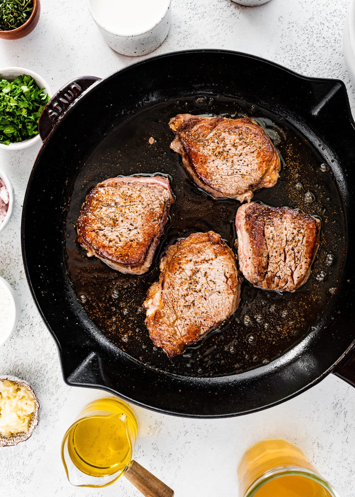 How to make best Steak Marsala recipe step-by-step: steak seared on both sides.