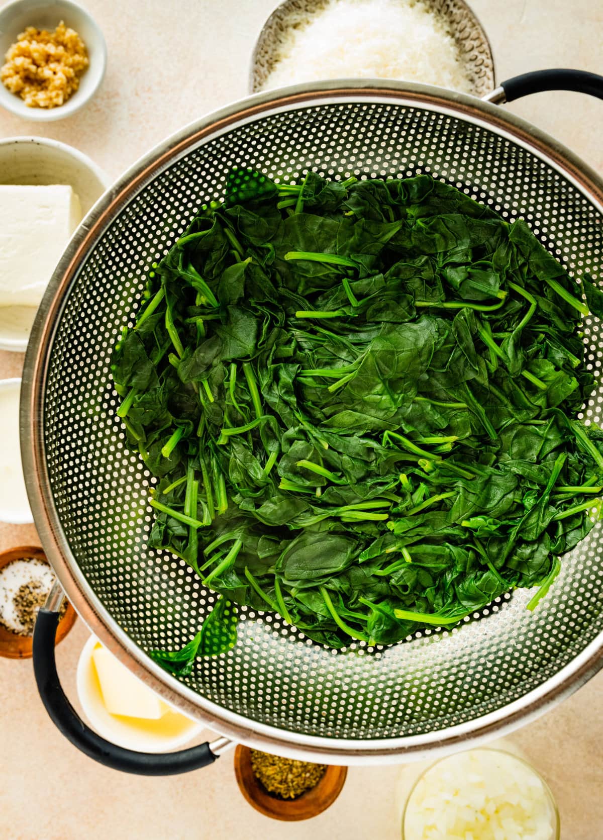 How to make Best Steakhouse Creamed Spinach Recipe- blanching the spinach.