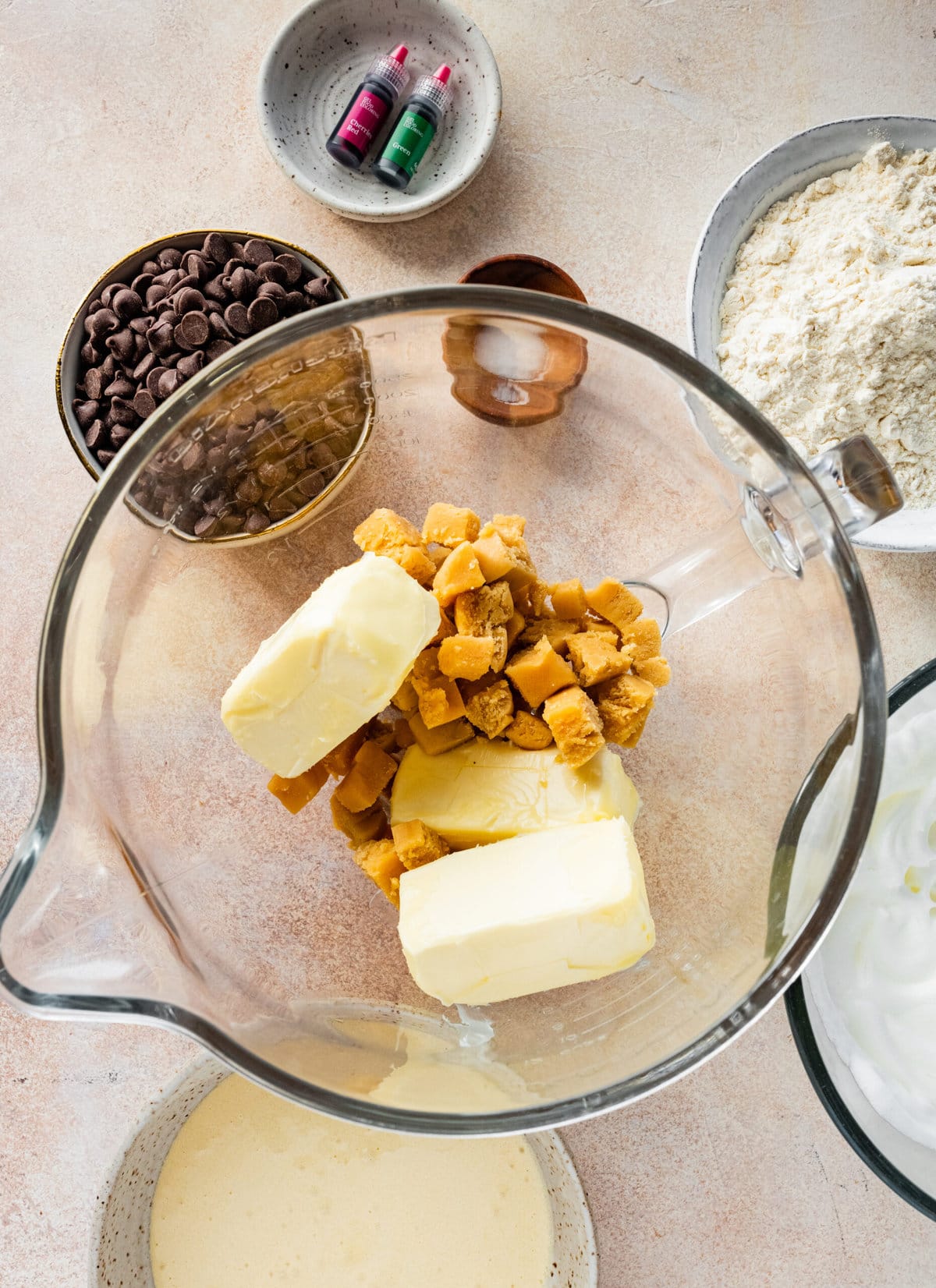 How to make Calssic Italian Rainbow Cookies Step-by-Step Instructions: mixing the almond paste and butter.