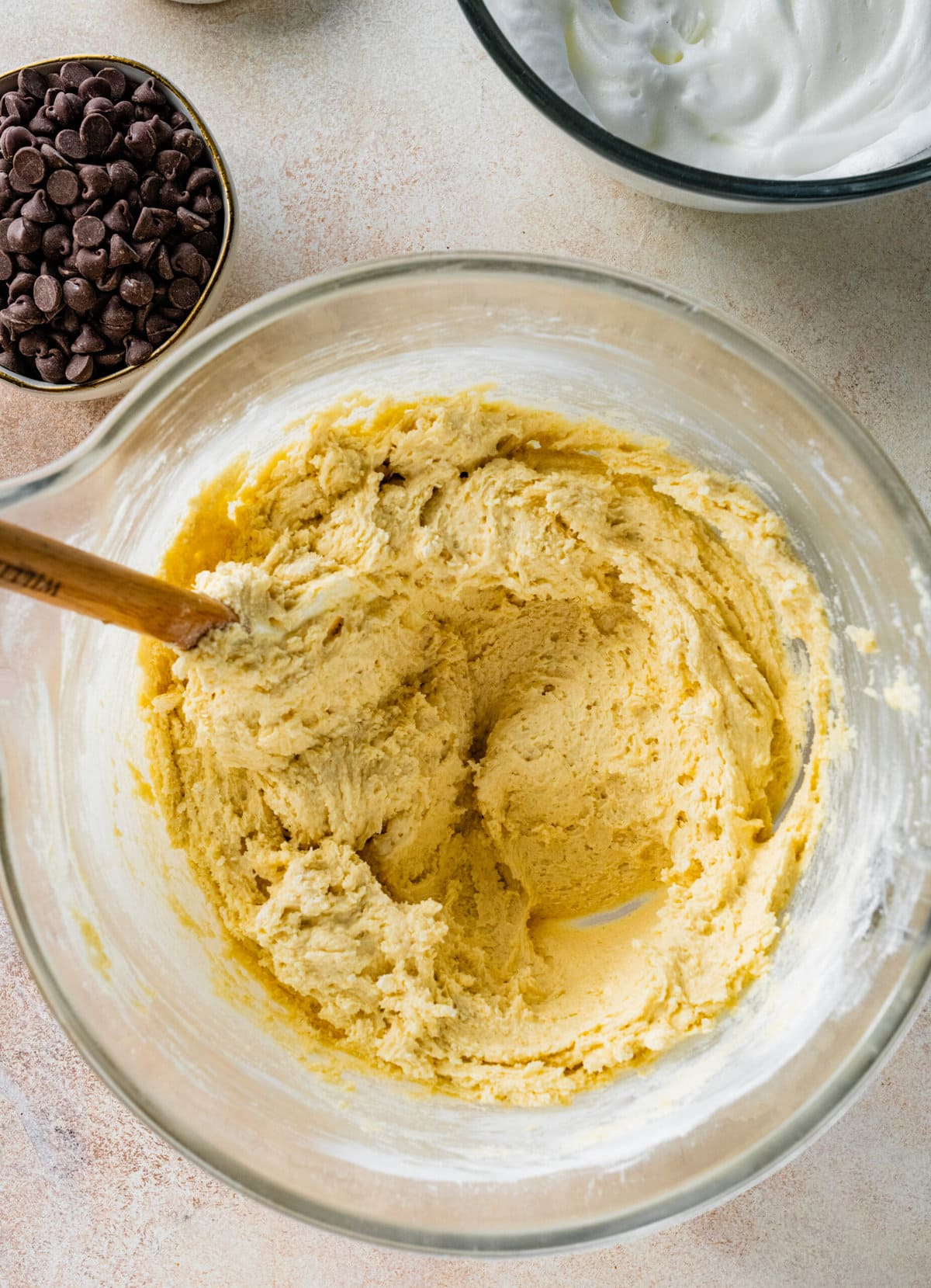 How to make Calssic Italian Rainbow Cookies Step-by-Step Instructions: mixing wet and dry ingredients.