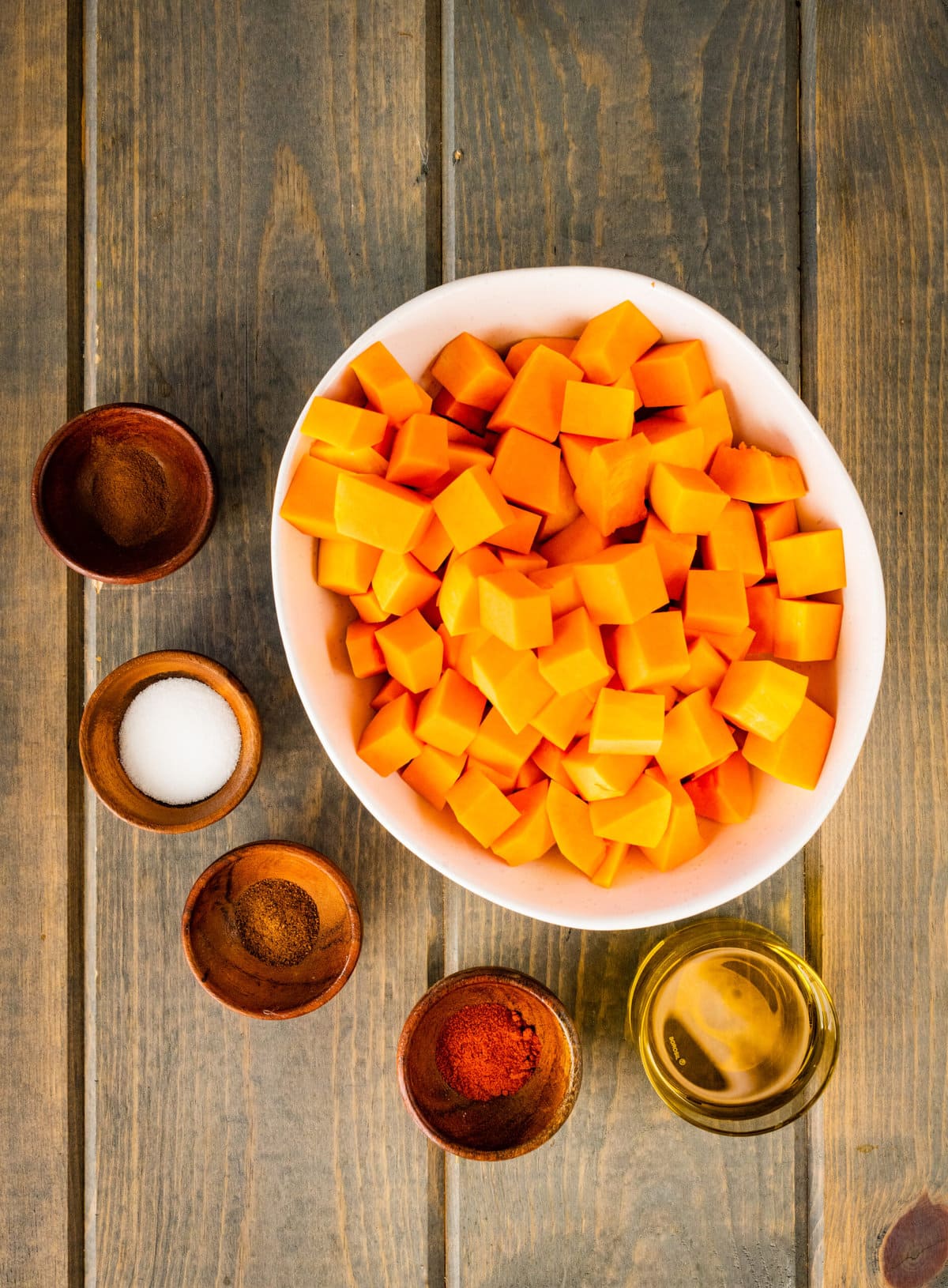 How to make fall harvest salad- ingredients for roasting the butternut squash.
