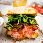 Stuffed leftover prime rib sandwich.