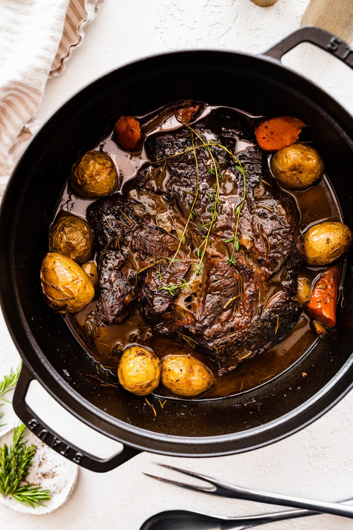 How to make the best perfect pot roast: baked pot roast after take it out the oven.