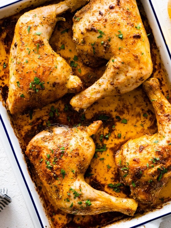 cover photo of baked chicken thighs