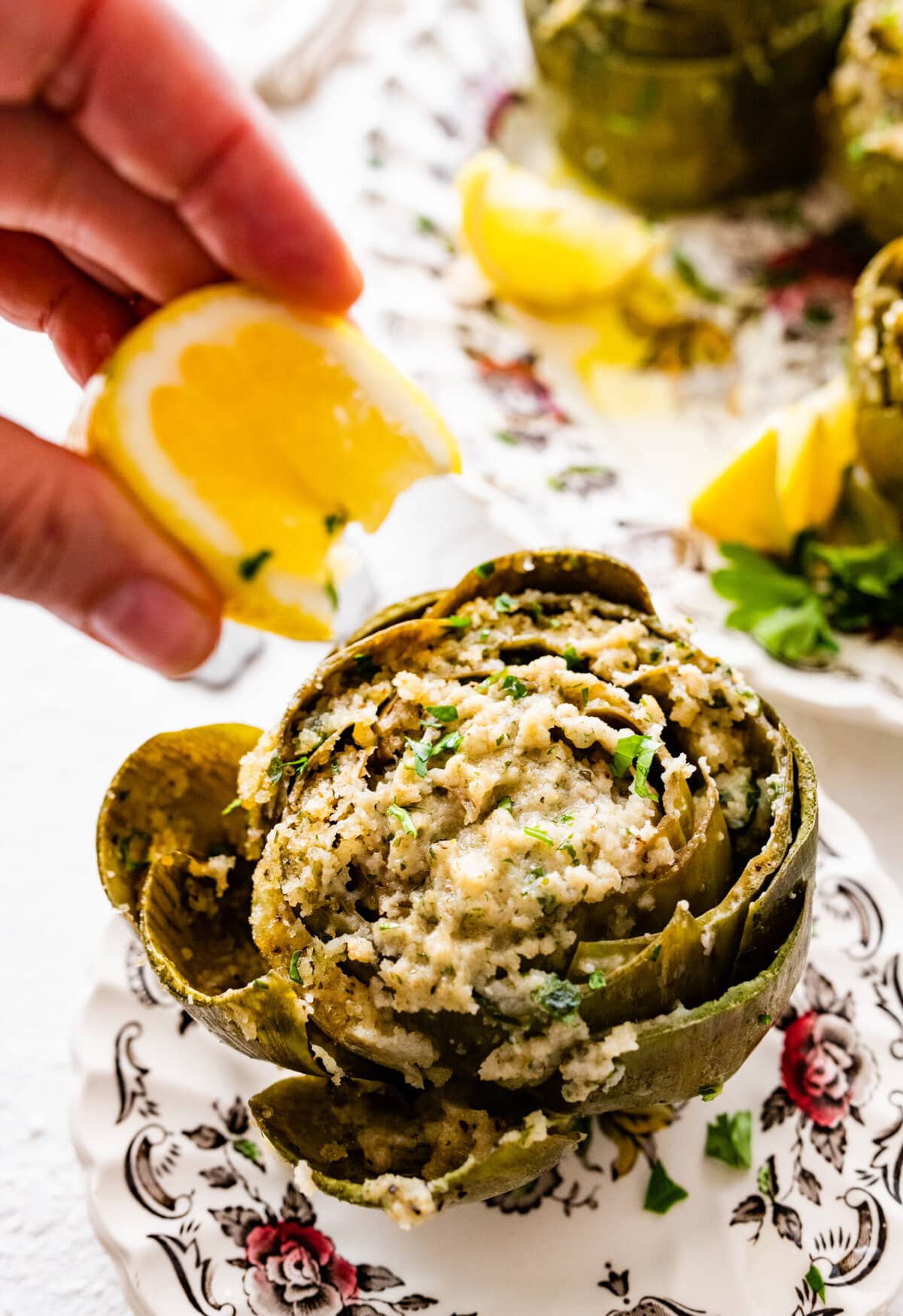 adding lemon to the artichoke before eating.