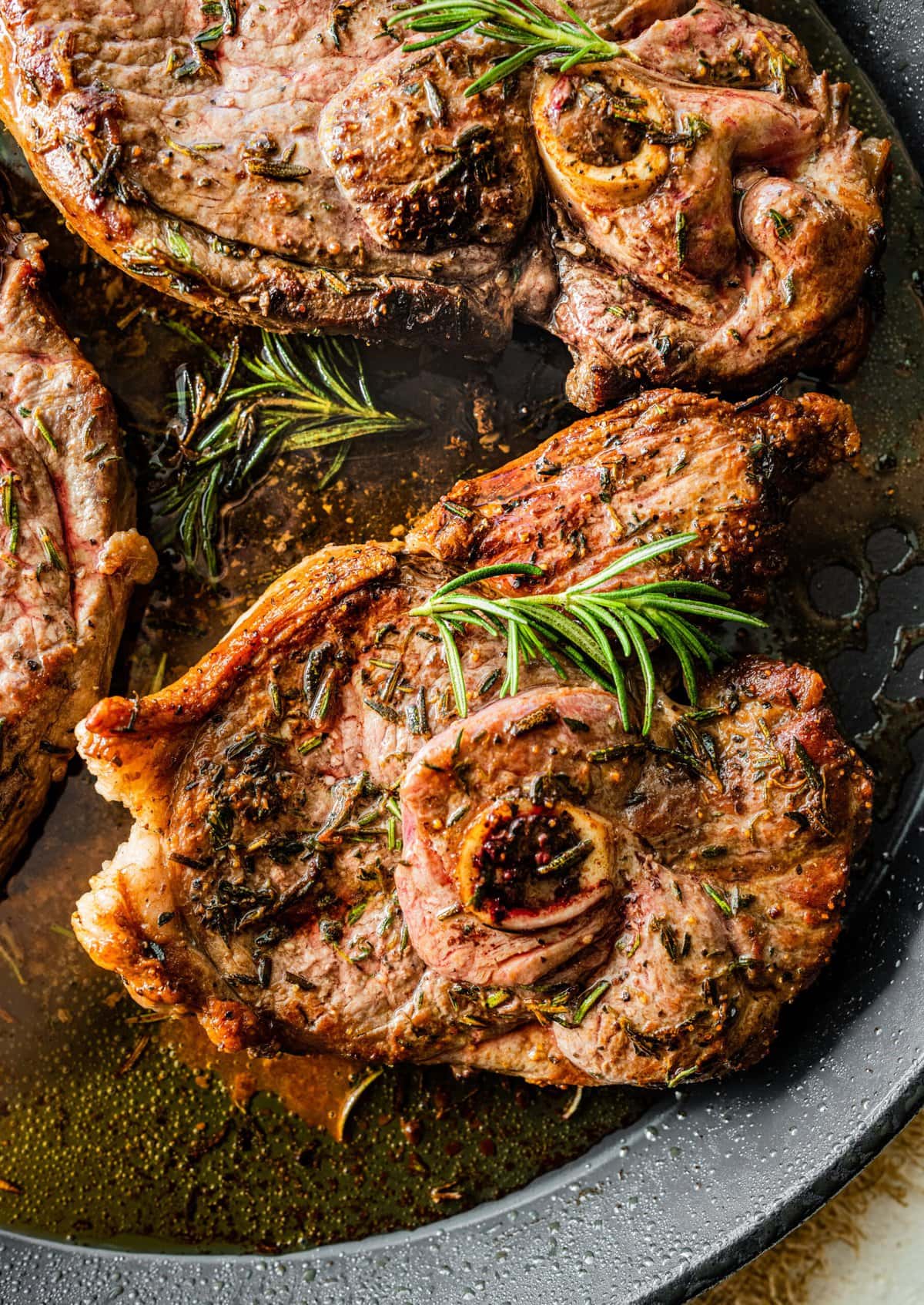 finished meat in the pan.