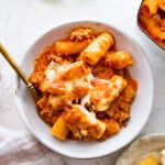 a big bowl of pasta al forno with a fork in it!