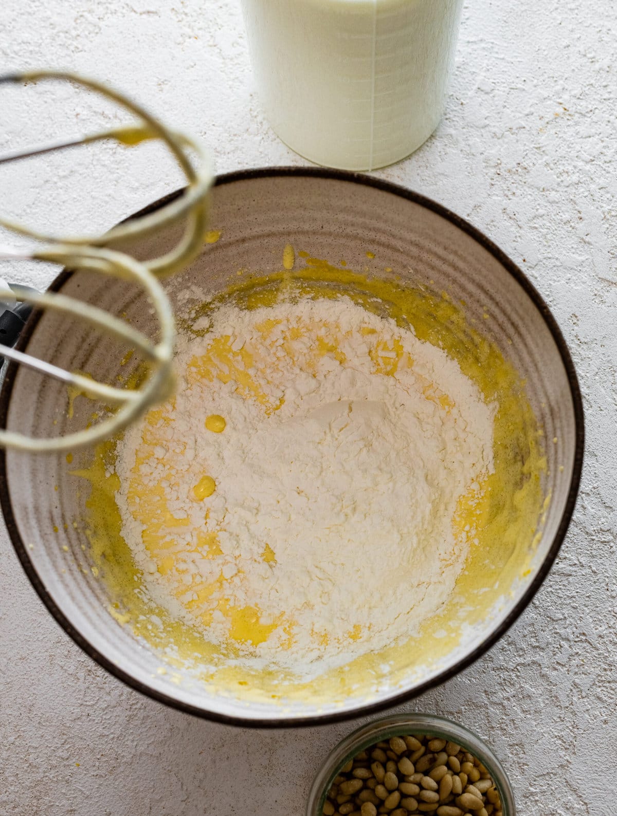how to make Italian pastry cream step-by-step photos- adding the cornstarch and mixing again.