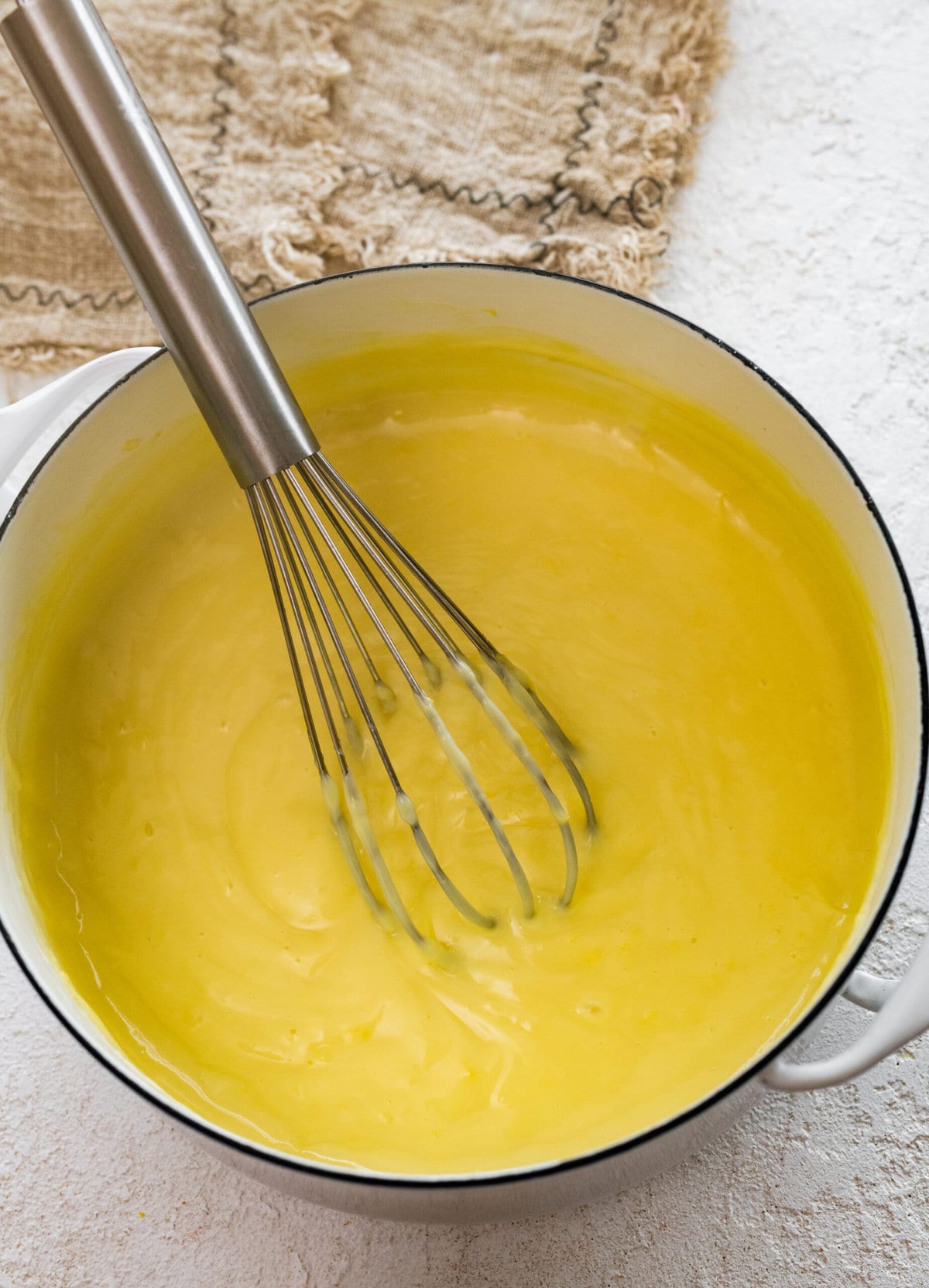 how to make Italian pastry cream step-by-step photos- making the custard on the stove.