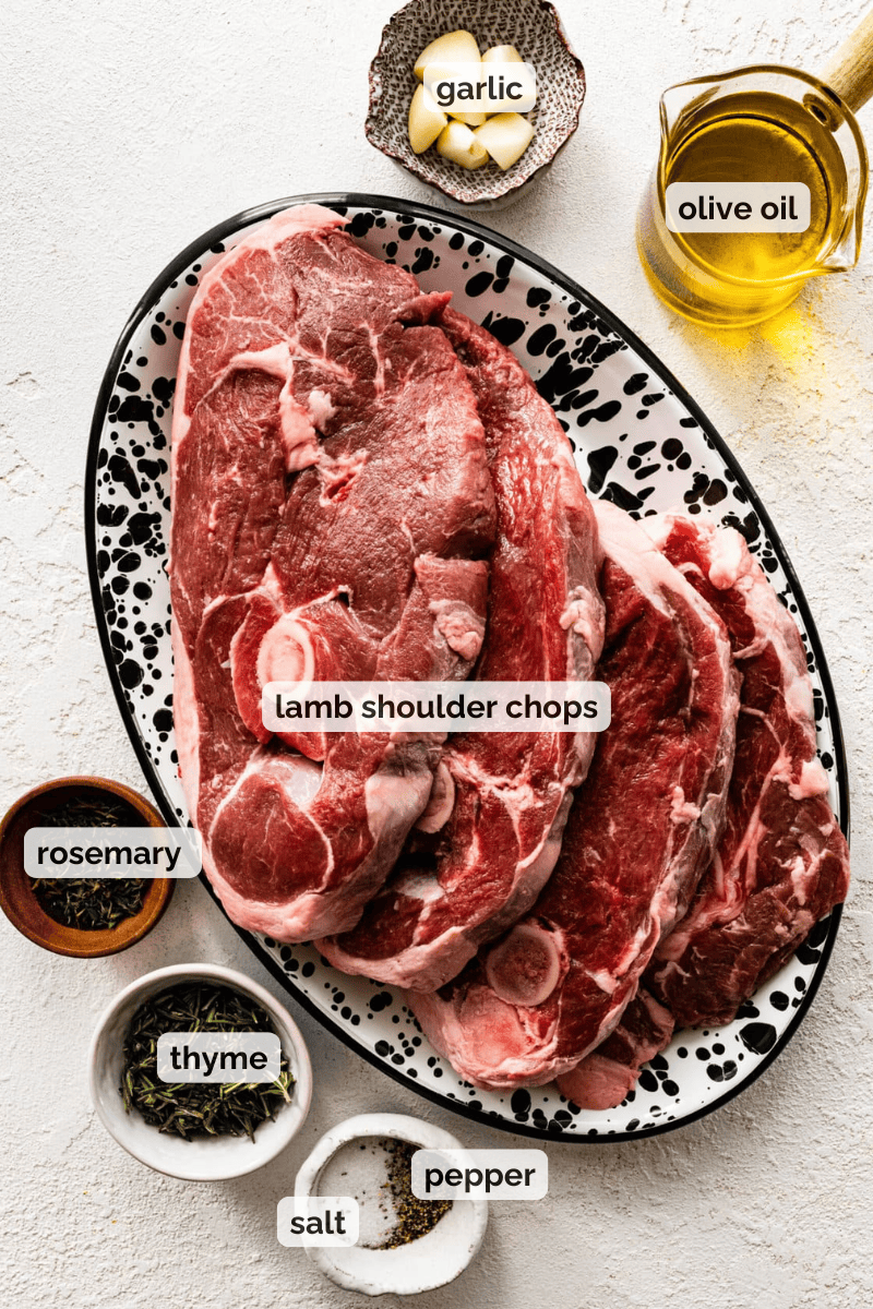 Recipe ingredients for lamb shoulder chop recipe.