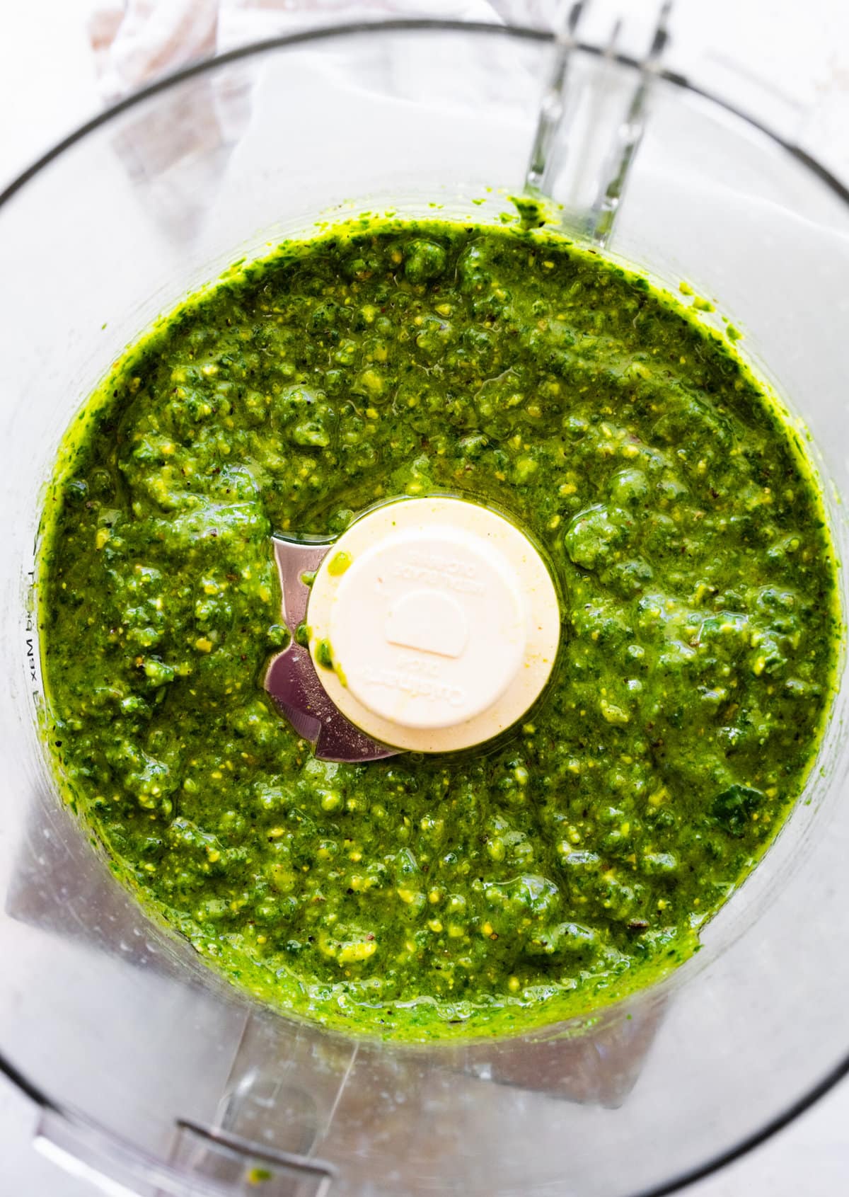 How to make the best pistachio pesto (step-by-step): blended pesto in the blender.