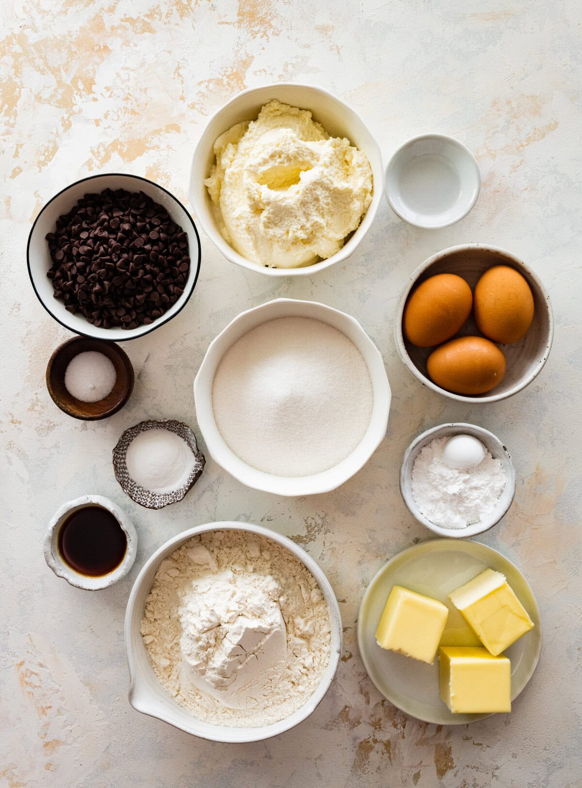 ingredients for chocolate chip ricotta cake
