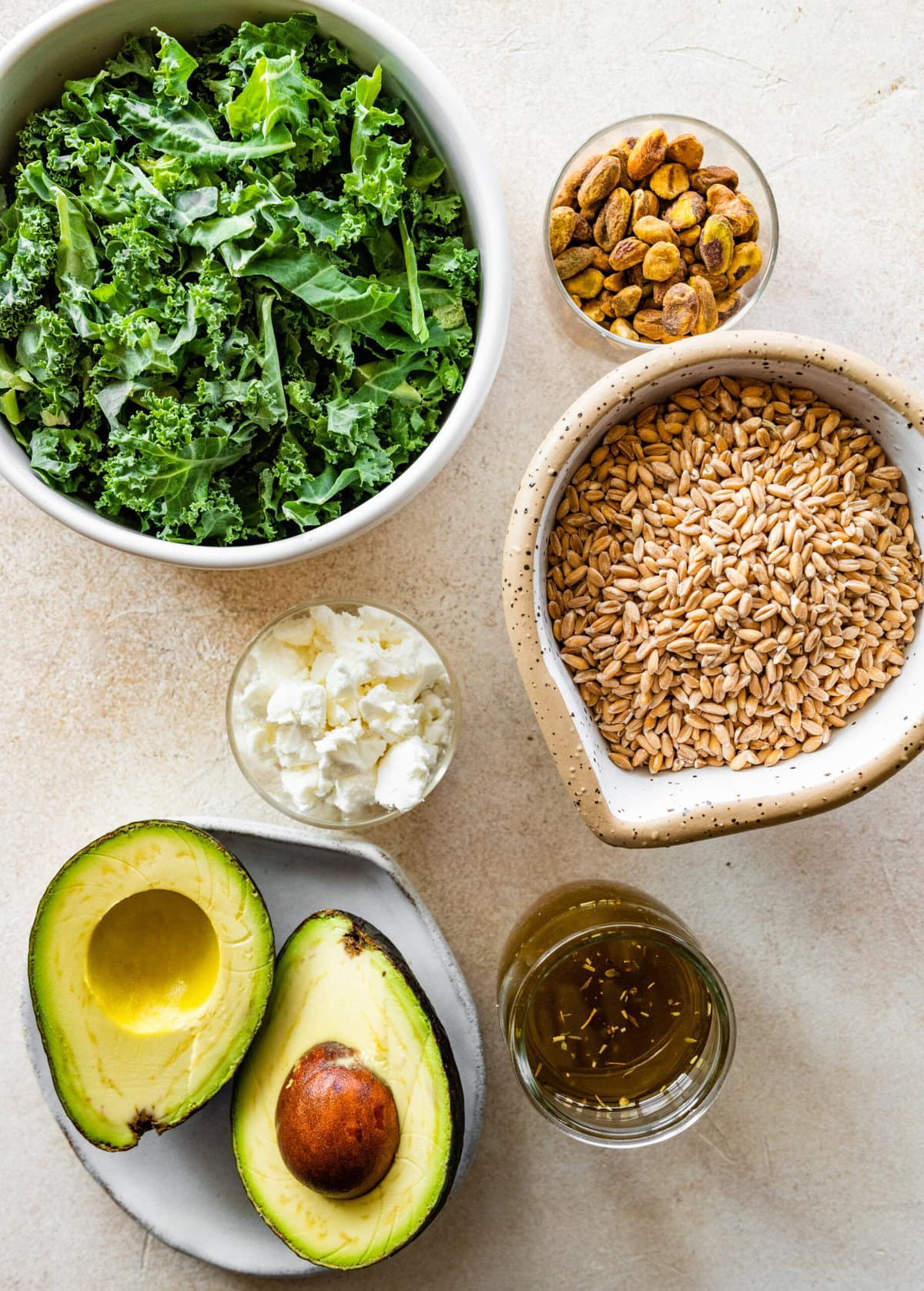 ingredients for roasted veggie grain bowls- the fresh veggies and grains.