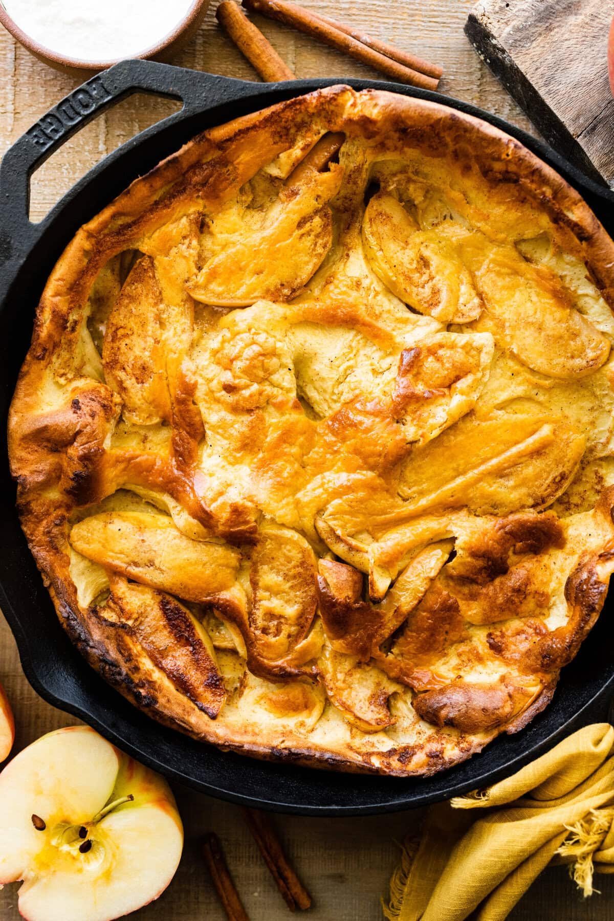 finished German Apple Pancake recipe in the pan.