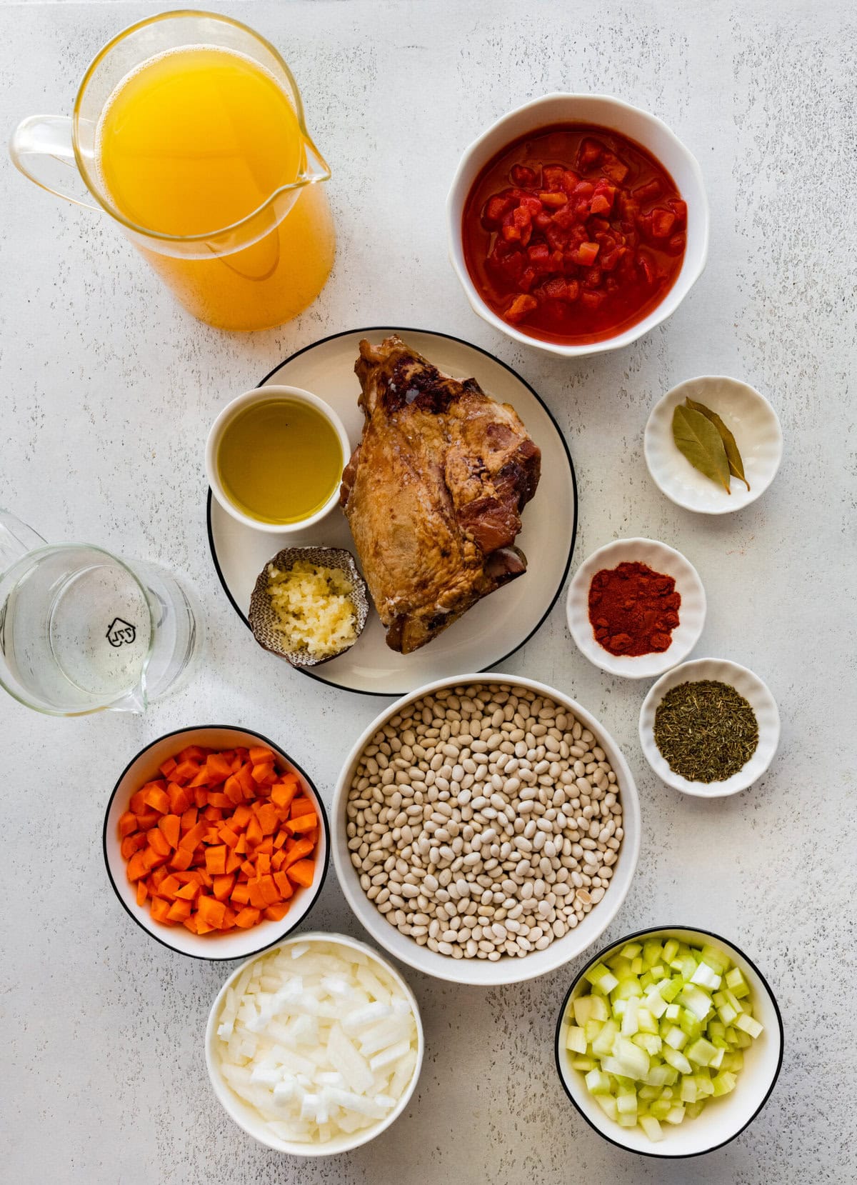 ingredients for instant pot navy bean soup recipe.
