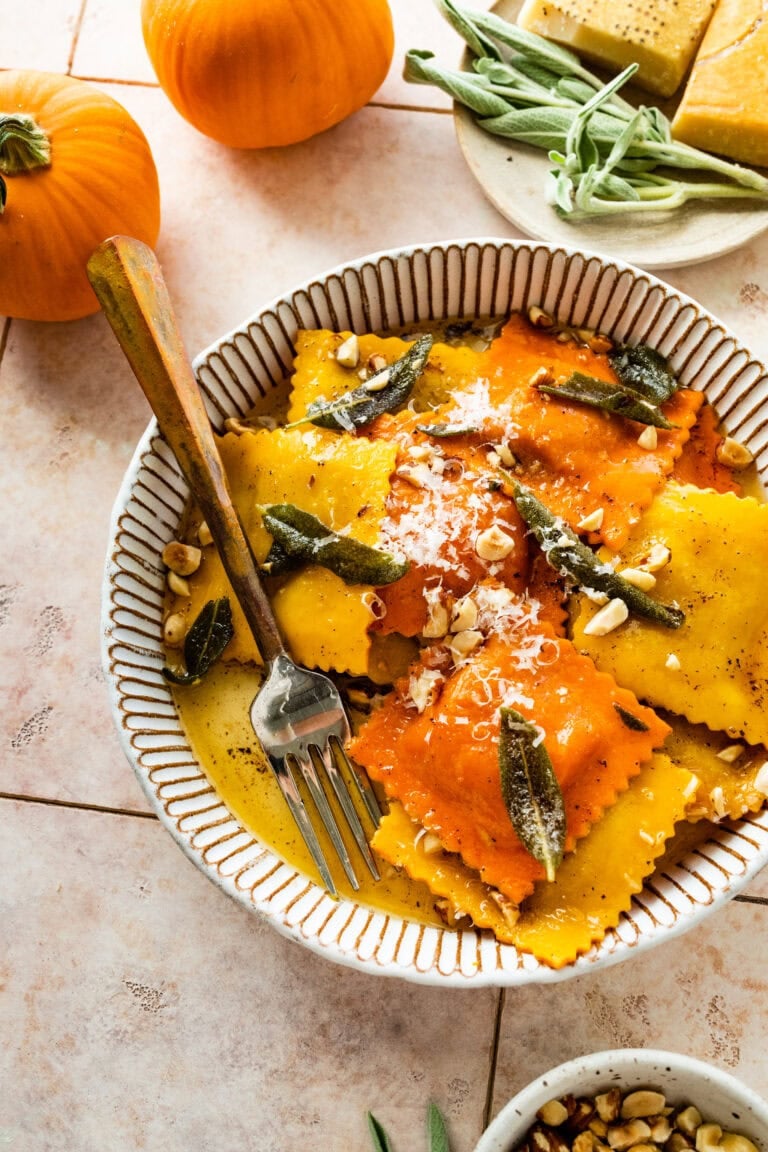 Pumpkin Ravioli with Sage Brown Butter Sauce Recipe - Cucina by Elena