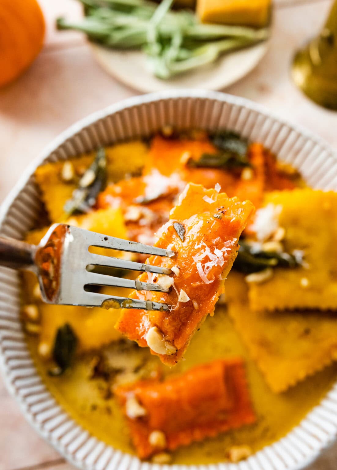 Pumpkin Ravioli with Sage Brown Butter Sauce Recipe - Cucina by Elena