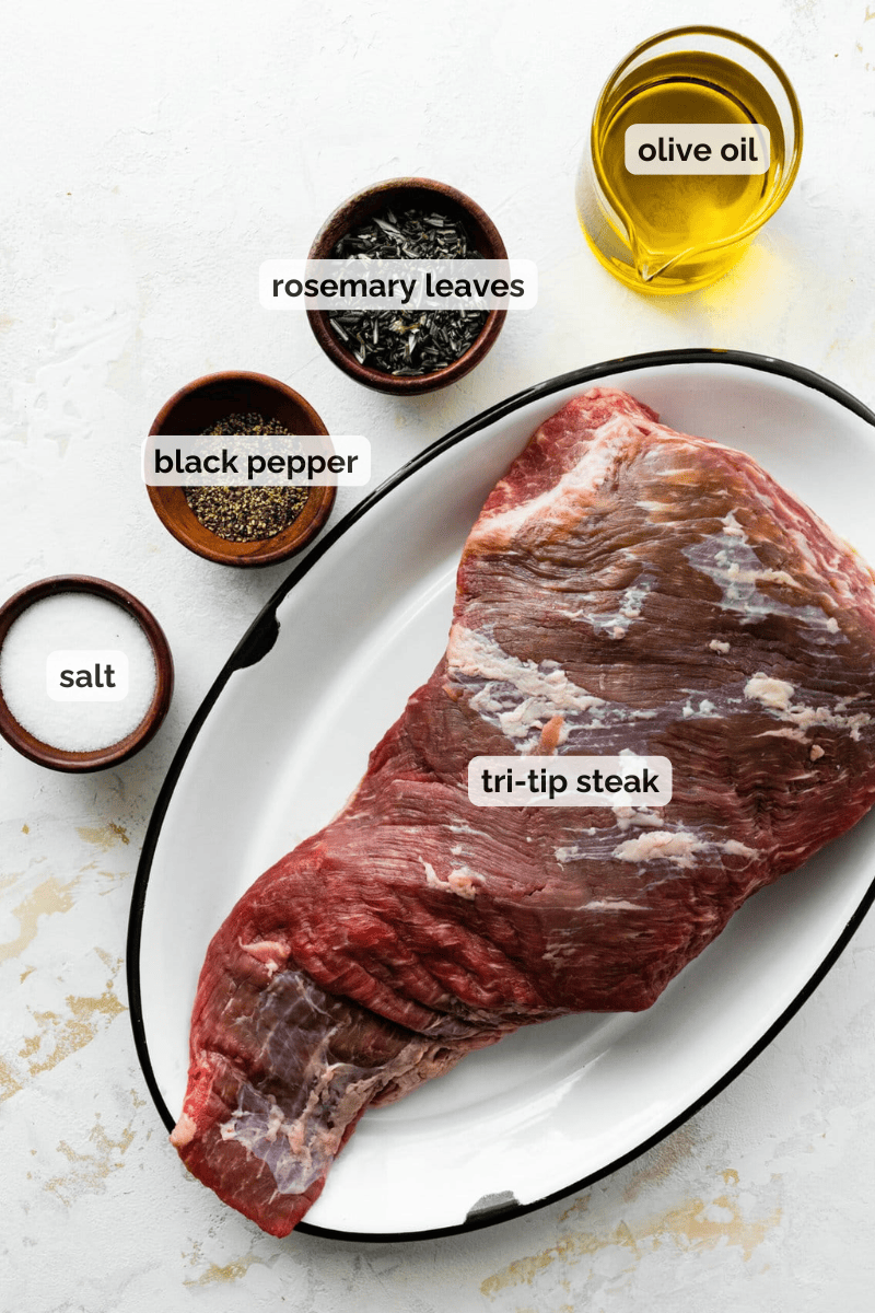 Recipe ingredients for Tri-tip steak recipe.