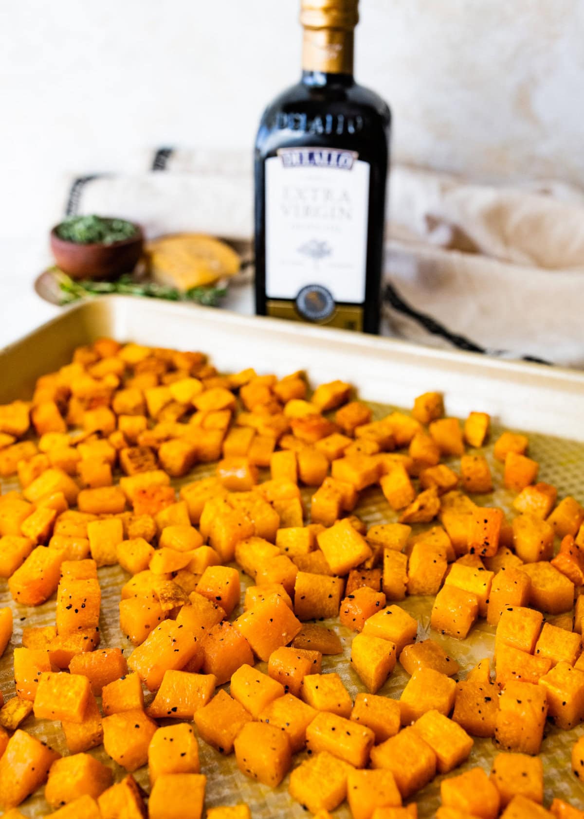 How to make Butternut Squash Orzo Recipe Step-by-step: roast the butternut squash.