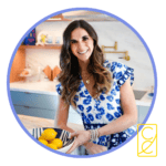 elena in the kitchen with lemons-logo.