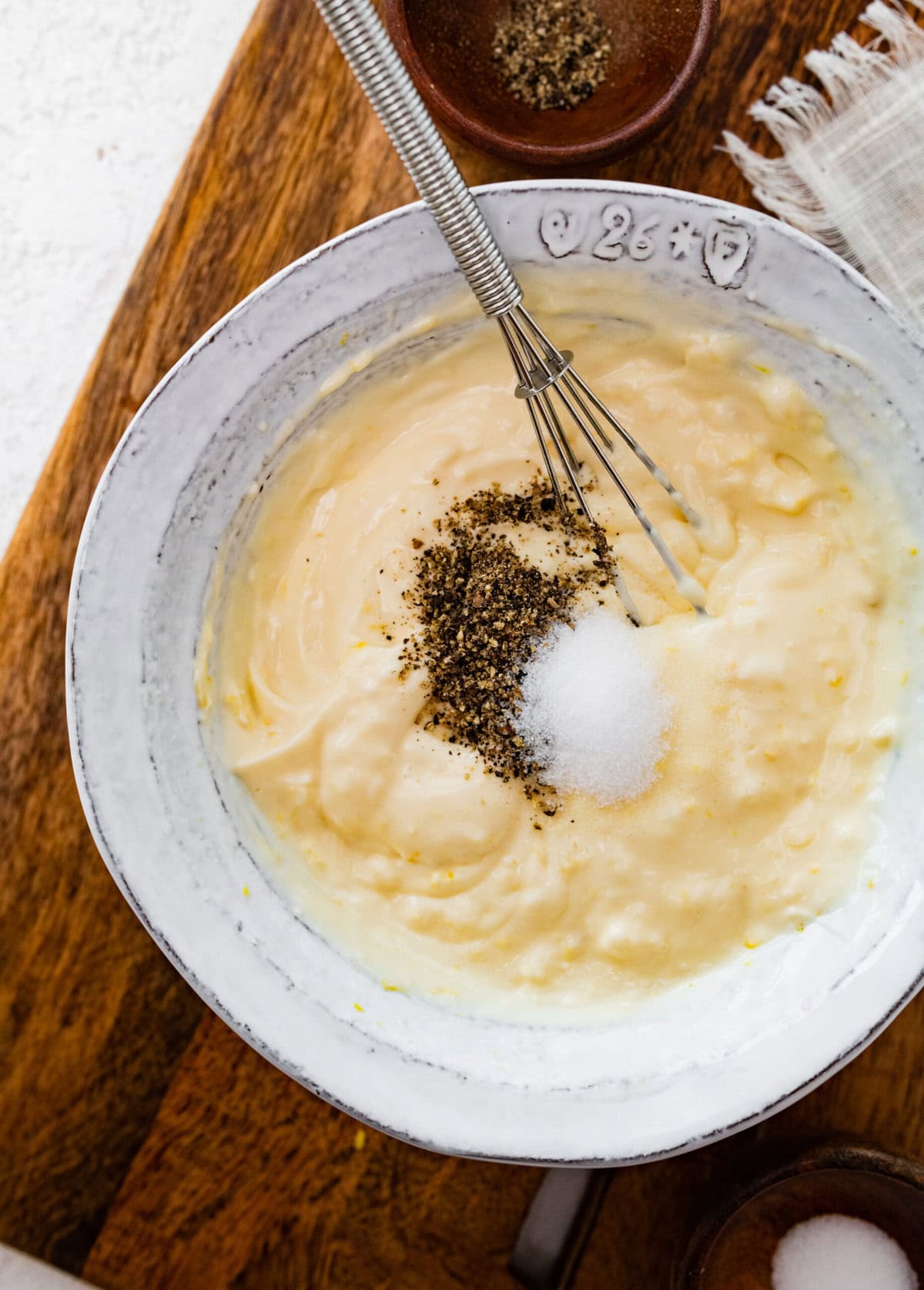 Homemade garlic aioli in a bowl.