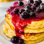 Blueberry pancakes with blueberry syrup
