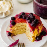 Blueberry pancakes with blueberry sauce