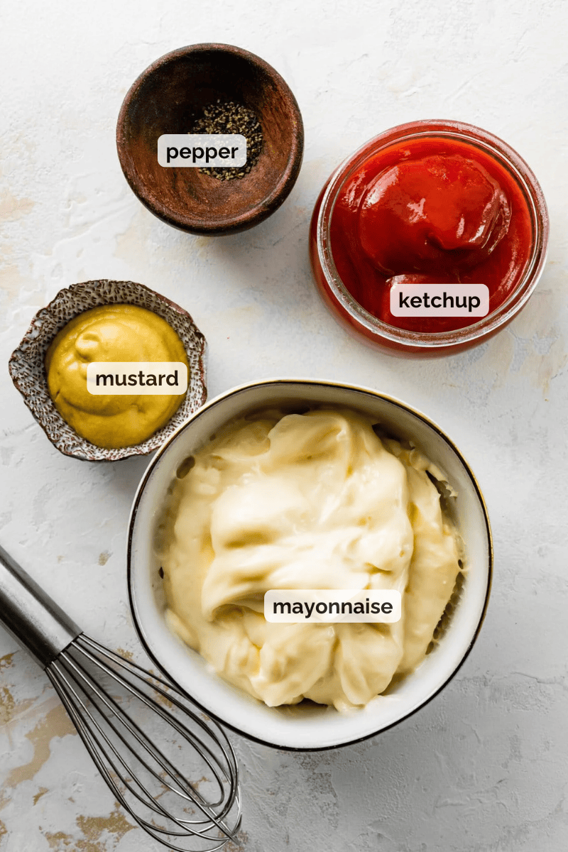 Recipe ingredients for burger sauce recipe.