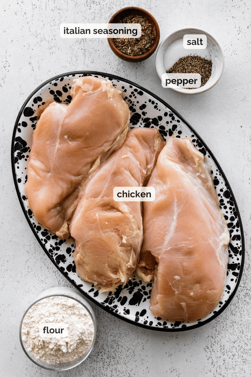 Recipe ingredients for creamy lemon chicken recipe.