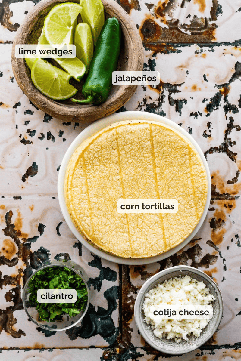 Recipe ingredients for shrimp tacos with cilantro lime slaw recipe.