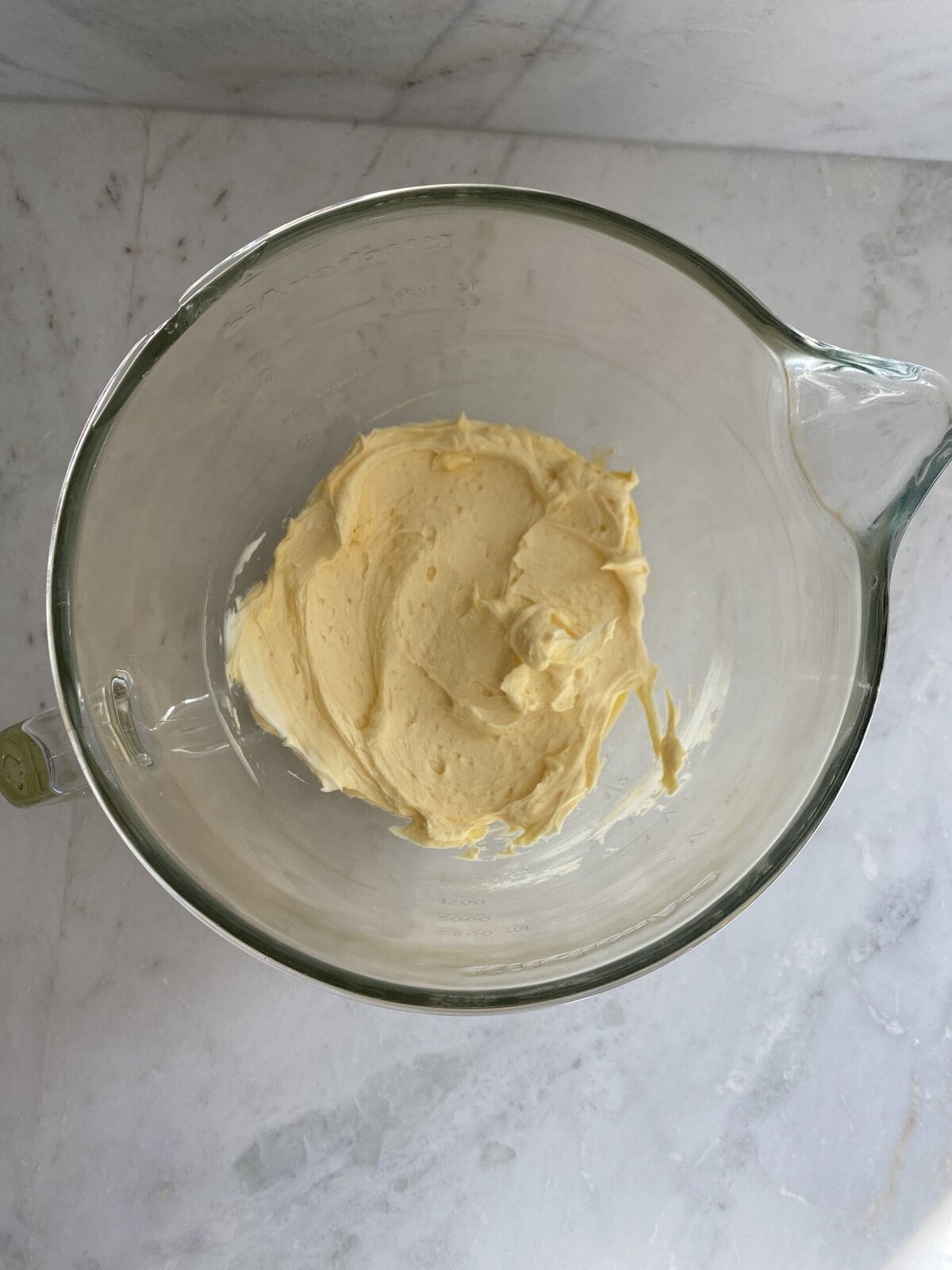 Mascarpone mixed together with the egg yolk and sugar mixture.