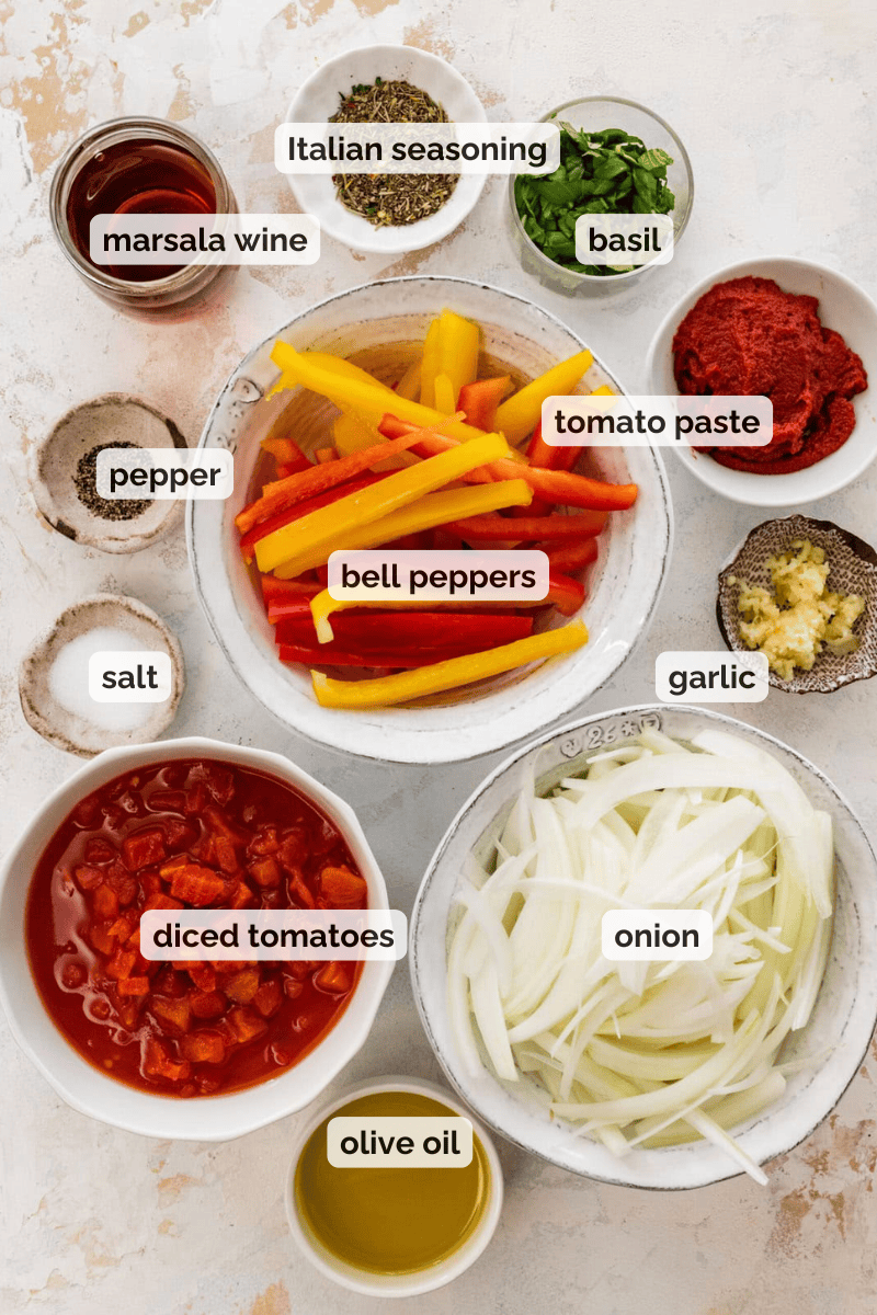 Recipe ingredients for Italian sausage sandwich recipe.